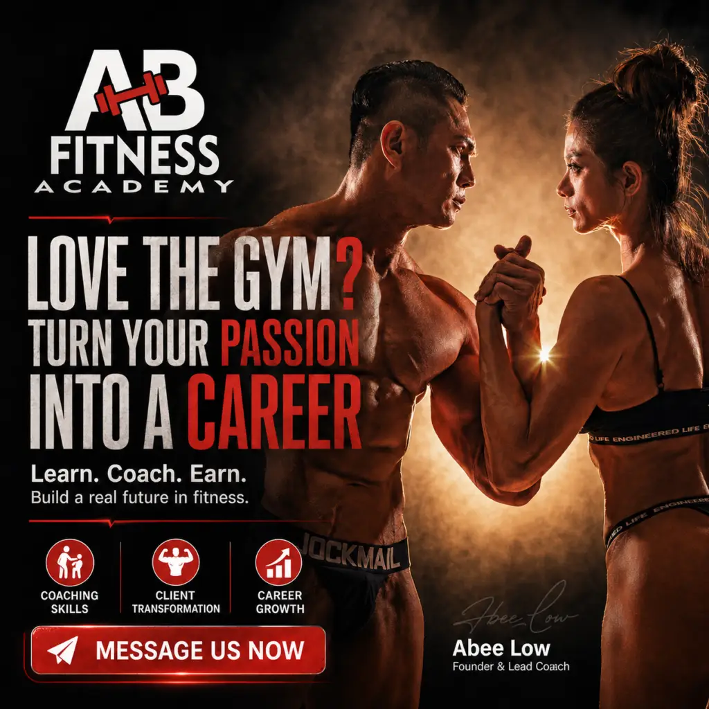 fitness academy Malaysia, personal trainer certification Malaysia, body transformation programme Malaysia, personal trainer Petaling Jaya, personal trainer Ipoh, PT course Malaysia, gym career, AB Fitness Academy, Abee Low.